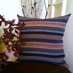 Striped Wooven Textured Pillow Cover Blue Navy Red Brown Cream Beige Black Kilim Style Bohemian Home Decor Farmhouse Ethnic Boho Cushion - thumbnail 4