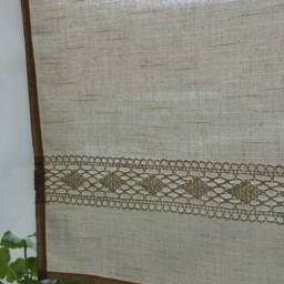 White Cotton Curtains Cafe Kitchen Valance Linen Lace Panels - thumbnail 2