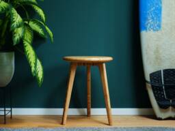 Solid Wood Stool - Handcrafted Made From Reclaimed Oak Pagoda & Blue/Black