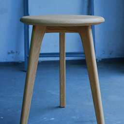 Solid Wood Stool - Handcrafted Made From Reclaimed Oak Pagoda & Blue/Black - thumbnail 3