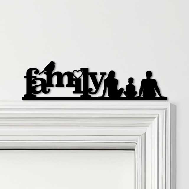 Door Topper Love Heart Bird Family Of 3, 1 Boy Various Colours Decorative Sign - Novelty Wall Decor, Frame Art, Art - image 1