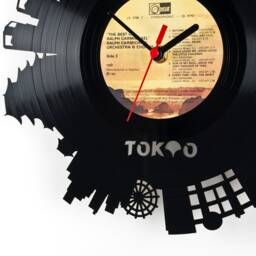 Wall Clock - Vinyl Record Reuse Original Design Recycling Sustainable Wall Decoration- Tokyo - thumbnail 3