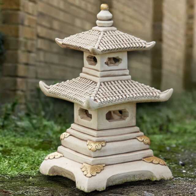 Large Lantern Pagoda Sculpture Concrete Figurine Outdoor Asian Ornament Handmade Front Door Decoration - image 1