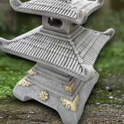 Large Lantern Pagoda Sculpture Concrete Figurine Outdoor Asian Ornament Handmade Front Door Decoration - thumbnail 2