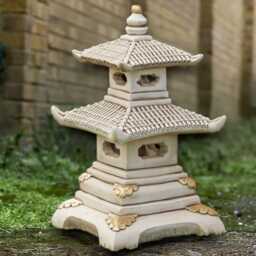 Large Lantern Pagoda Sculpture Concrete Figurine Outdoor Asian Ornament Handmade Front Door Decoration - thumbnail 1