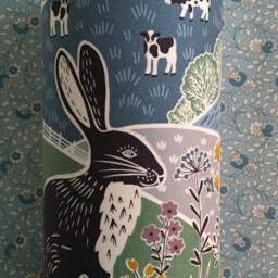 New Country Rabbit - Handmade Children's Tall Night Light - thumbnail 4