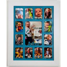 Newborn Baby 1st Year Personalised Photo Frame 1-12 Months - Dark Wood & Blue Insert - thumbnail 2