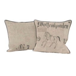Antique German Grain Sack Pillow From 1912 - 22 X 22 - thumbnail 3
