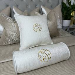 "Personalised Cushion, Initial Name Embroidered Piped 16""X 16"" Or Bolster Cushion X 6" - thumbnail 3