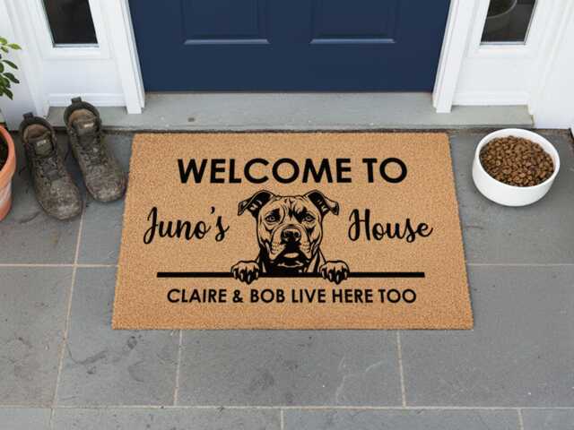 Pitbull Doormat - Custom Dog Breed Mat Gifts For Lovers Personalized Welcome Rug Door - image 1