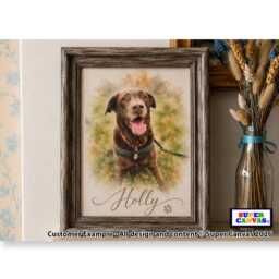 Custom Watercolour Dog Pet Personalised Painting Portrait Print From Photo Memorial Artwork Framed Unique Handmade Lover Gift - thumbnail 2