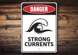 strong Current Sign, Currents, Surfers House Gift, Metal Surf Wall Decor, Custom Ocean Sign - Quality Aluminum Wave Signs - thumbnail 1