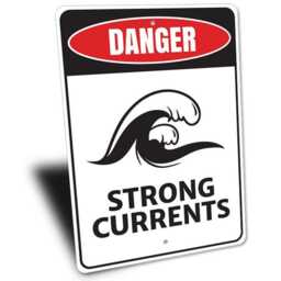 strong Current Sign, Currents, Surfers House Gift, Metal Surf Wall Decor, Custom Ocean Sign - Quality Aluminum Wave Signs - thumbnail 3