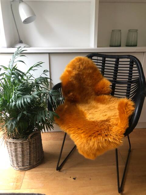 Sheepskin Rug, Rust Sheepskin, Burnt Orange Rug .fur , Interior Decor, Gift, Autumn Tones, Chair Cover - image 1