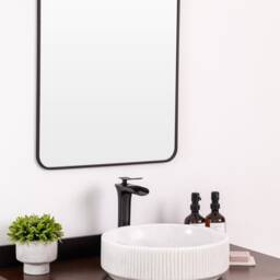 Natural Stone Vessel Bathroom Sink, Burj Blanc Marble, Fluted Vanity Basin - thumbnail 3