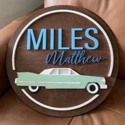 Custom Wood Name Sign 3D Car Nursery Wall Art - thumbnail 2