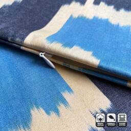 Handwoven %100 Cotton Ikat Blue Pillow Cover - Double Sided 20x20 - thumbnail 2