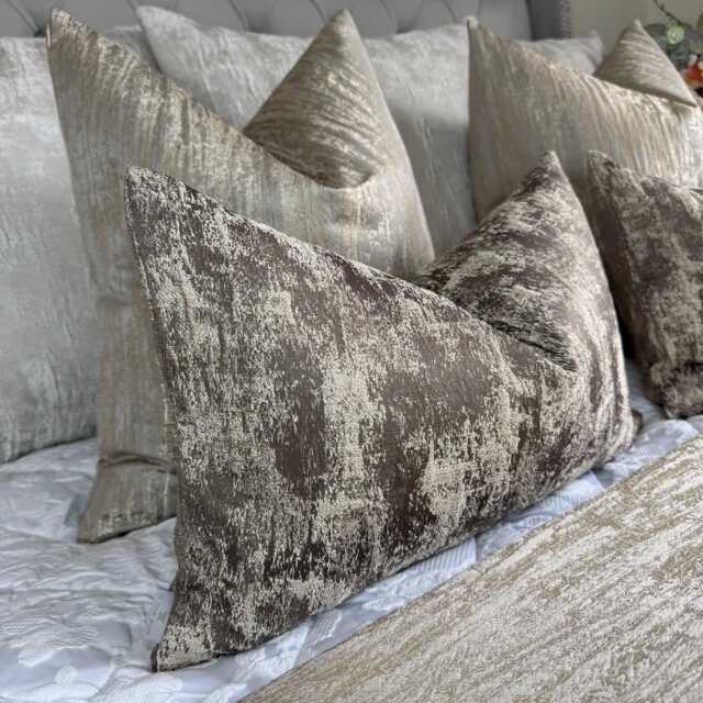 Textured Mocha Cushion Cover - Bespoke Euro Pillow For Sofa Or Bed Bronze Home Decor, Designer Curico Fabric - image 1