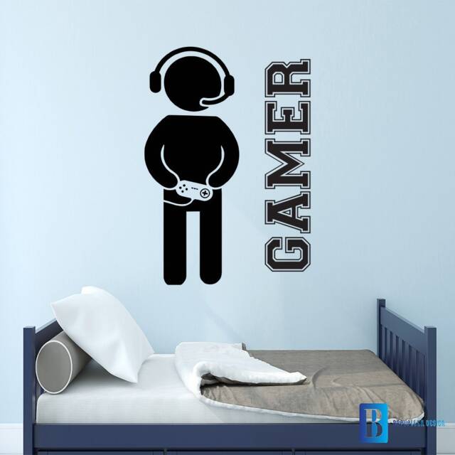 Gamer Controller Joystick Gaming Room Den Zone Matt Vinyl Wall Art Decal Sticker - image 1