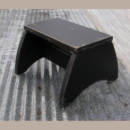 Footstool Primitive Folk Art Step Stool Farmhouse Decor Custom Finish Ebony Black Paint Wood Furniture Modern - thumbnail 2