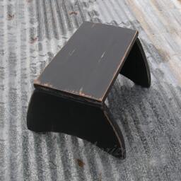 Footstool Primitive Folk Art Step Stool Farmhouse Decor Custom Finish Ebony Black Paint Wood Furniture Modern - thumbnail 3
