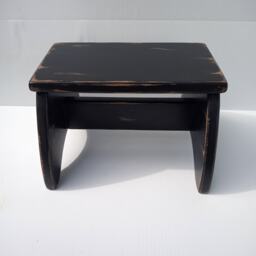 Footstool Primitive Folk Art Step Stool Farmhouse Decor Custom Finish Ebony Black Paint Wood Furniture Modern - thumbnail 4