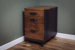 Russell Oak & Steel // Filing Cabinet 2 Small 1 Large Industrial Storage Unit Bespoke Sizes Available - thumbnail 1