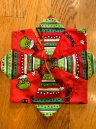 Christmas Tree Skirt, Table Top, Tiny, Grinch, Red, Small, Quilted