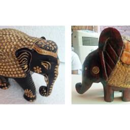 Wooden Painted Elephant With Brass Fitting Home & Table Top Decoration - thumbnail 2