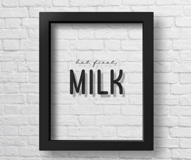 Transparent But First Milk Nursery Wall Art Kitchen Decor Prints Print New Mom Gift Poster Home - image 1