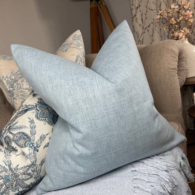 John Lewis & Partners Fabric - Cotton Blend Cushion Pillow Cover, Double Sided Baby Blue Handmade in UK New Home Decor - image 1