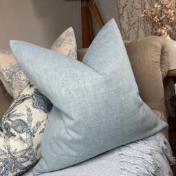 John Lewis & Partners Fabric - Cotton Blend Cushion Pillow Cover, Double Sided Baby Blue Handmade in UK New Home Decor - thumbnail 1