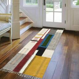 Handmade Cotton Tufted Rug Custom Size Block Print Runner - thumbnail 2