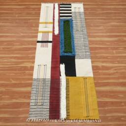 Handmade Cotton Tufted Rug Custom Size Block Print Runner - thumbnail 3