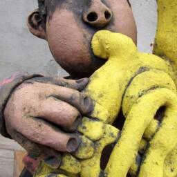 Ceramic Tubist Sculpture, Fireclay Tuba Player, One-Of-A-Kind - thumbnail 3