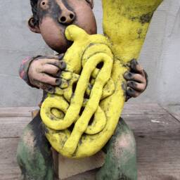 Ceramic Tubist Sculpture, Fireclay Tuba Player, One-Of-A-Kind - thumbnail 2