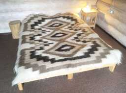 Handwoven Wool Blanket Chunky Knit Bedspread, Organic Hutsul Design - thumbnail 1