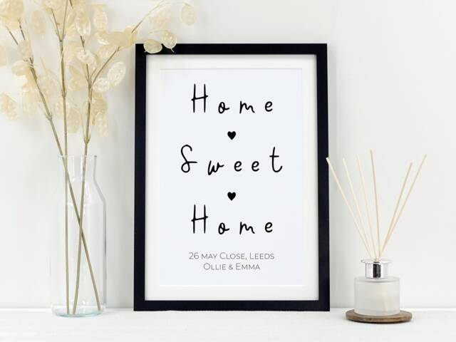 Personalised Home Sweet Print - New Gift Housewarming Wall Art Moving in Present First Keepsake Va168 - image 1