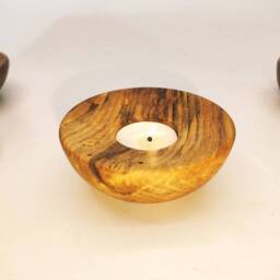 Curved Walnut Wood Candle Holder & Candle. Eco-Friendly Decoration - thumbnail 2