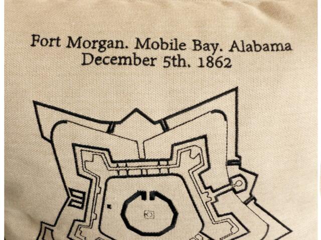 Decorative Pillow Cover Fort Morgan Mobile Bay Alabama 1862 American Civil War Fortification Blueprint Embroidery Design Pillow Cover U.s.a - image 1