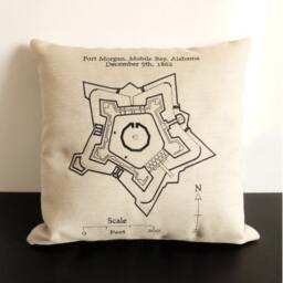 Decorative Pillow Cover Fort Morgan Mobile Bay Alabama 1862 American Civil War Fortification Blueprint Embroidery Design Pillow Cover U.s.a - thumbnail 2