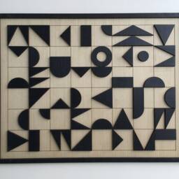 Geometric Abstract Wood Wall Art - Modern Minimal Black & White Collection - Single Piece - thumbnail 2