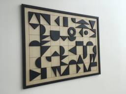 Geometric Abstract Wood Wall Art - Modern Minimal Black & White Collection - Single Piece - thumbnail 1