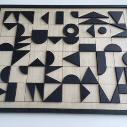 Geometric Abstract Wood Wall Art - Modern Minimal Black & White Collection - Single Piece - thumbnail 4