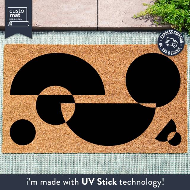 Abstract Front Door Decor - Housewarming Gift Custom Coir Doormat New Home Mid Century Modern Midcentury Rug - image 1