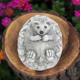 Concrete Hedgehog Statue Hedgehog Lying in Leaves Stone Garden Figurine Cement Yard Decor Cute Woodland Animal Ornament Outdoor Gift - thumbnail 2