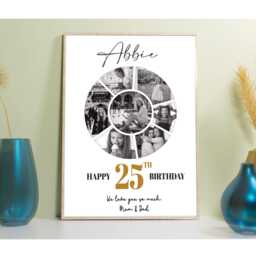 Personalised 25Th Birthday Photo Collage Print, Milestone Gift Wall Art - thumbnail 3