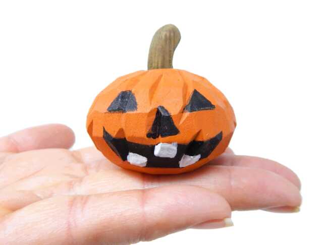 Jack-O'-Lantern Wooden Decor - Hand Carved Pumpkin Halloween Fall Accent - image 1