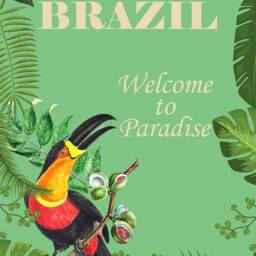 Brazil Paradise Print Vintage Travel Poster With Toucan - thumbnail 2