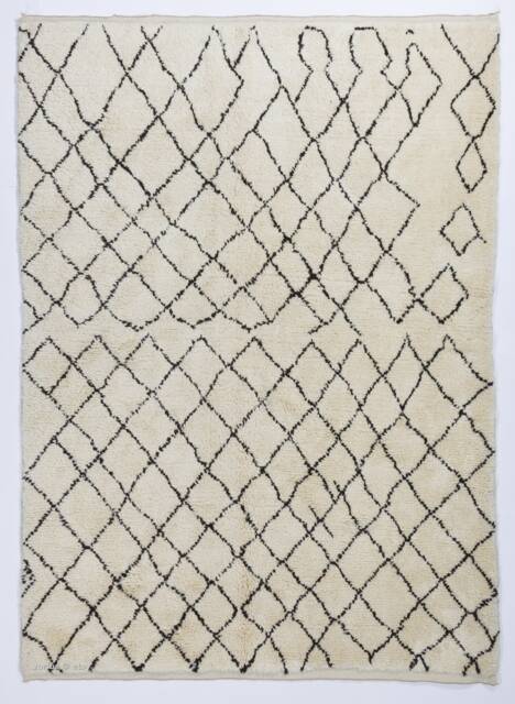 Handmade Beni Ourain Rug Beige Berber Rug With Brown Diamonds - image 1